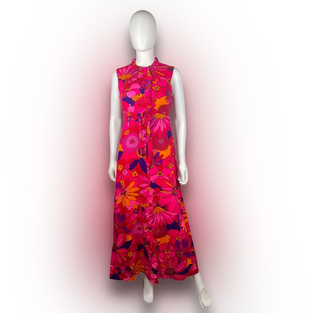 1960s Waltah Clarke Floral Boho Maxi Dress